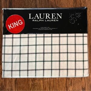 Ralph Lauren green check Millerton flannel king sheet set